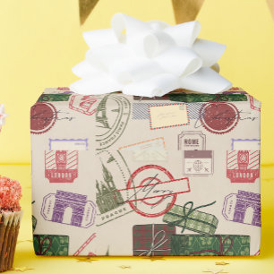 Postzegel kerst cadeaupapier