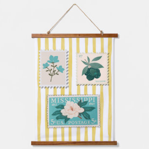 postzegel Keuken Print Retroblauw Hangend Wandkleed