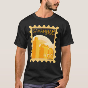 Postzegel met zonsondergang in Savannah T-shirt