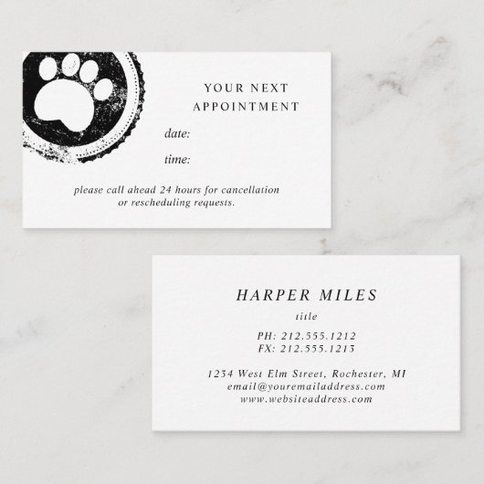 Postzegel voor kaartgroepage voor benoeming visitekaartje (Voorkant / Achterkant)