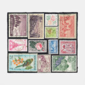  postzegels Bloemen Fleece Deken (Voorkant (Horizontaal))