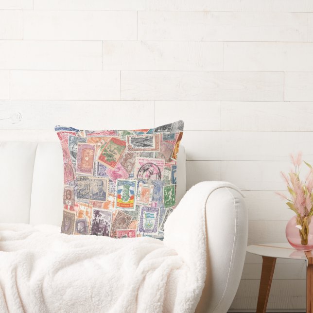  Postzegels Reizen Thema Decor Kussen (Bank)