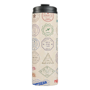   postzegels uit landen thermosbeker