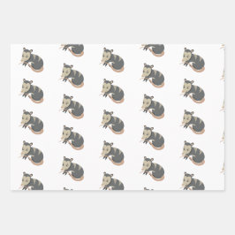 Posum Opossum Roos Floral Gift Wrapping Inpakpapier Vel