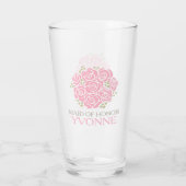 Posy bedankt Maid of Honor roze bruiloft. Glas (Achterkant)