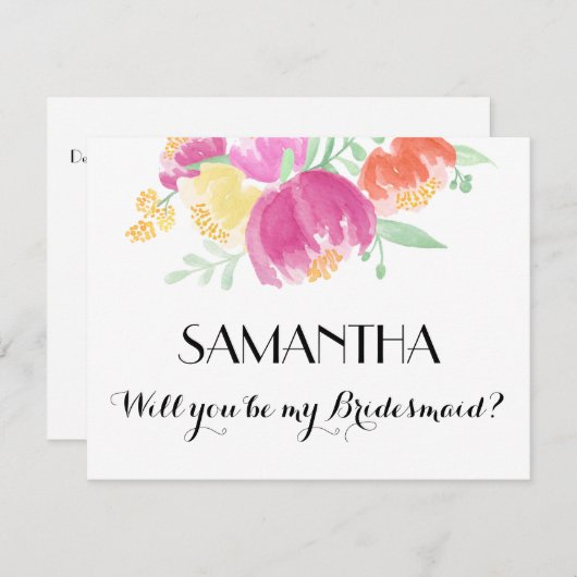 Posy Garden | Bridesmaid Kaart (Voorkant / Achterkant)