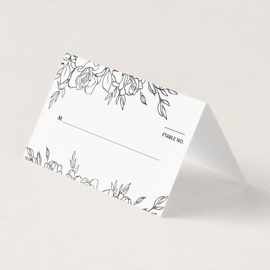 Posy of Rozen Bruiloft Gast Zitplaats Plaatsing Ka Kaart (Voorkant)