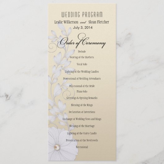 posy Wedding Programme - metallic champagne Programma (Voorkant)