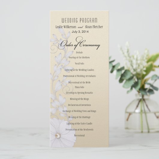  posy Wedding Programme - metallic champagne Programma (Staand voorkant)