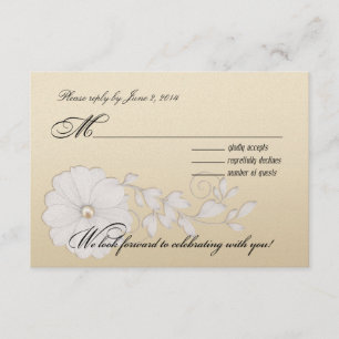 posy Wedding RSVP - metallic champagne Kaartje