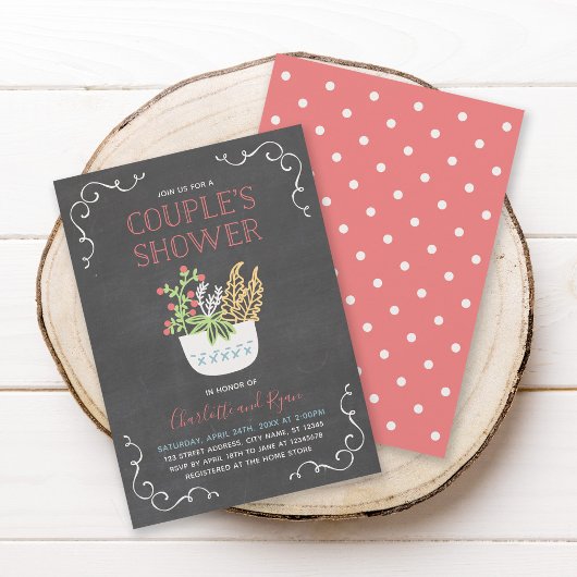 Pot à fleurs Chalkboard Couple's Shower Invitation