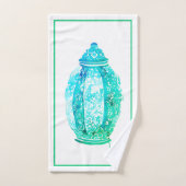 Pot à gingembre élégant bleu vert blanc monogrammé (Serviette à main)