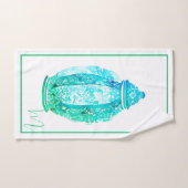 Pot à gingembre élégant bleu vert blanc monogrammé (Serviette à main)