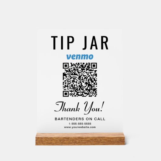 Pot à pourboire Code QR Venmo Blanc (Recto)