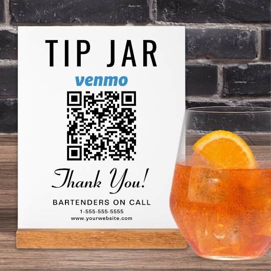 Pot à pourboire Code QR Venmo Blanc