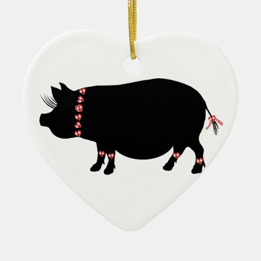Pot Bellie Pig (rood) Keramisch Ornament (Voorkant)