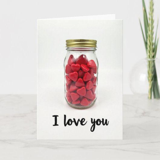 Pot de coeurs 'Je t'aime' carte (Devant)