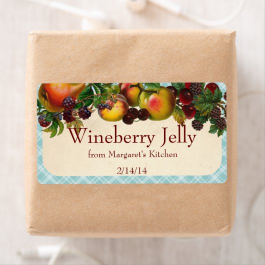 Pot de étiquette à conserves de fruits mélangés de (En situation)