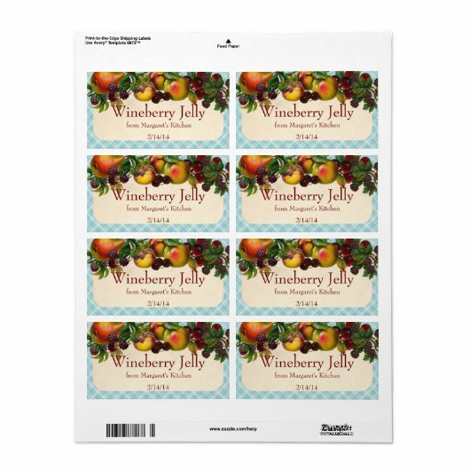 Pot de étiquette à conserves de fruits mélangés de (Feuille entière)