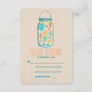 Pot de maçon décontracté de plage épousant RSVP