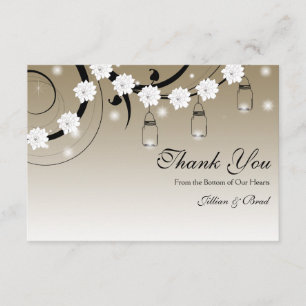 Pot de maçon et carte de remerciements de lucioles