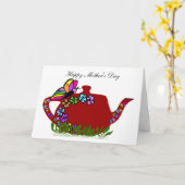 Pot de thé de fleurs de papillon, carte heureuse (Fleur jaune)