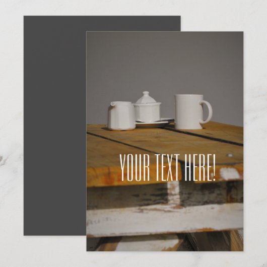 Pot de thé en bois rustique tasses de table Carte  (Devant / Derrière)