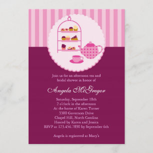 Pot de thé et invitation de Fête de la mariée de