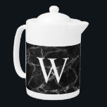 Pot de thé initial en marbre noir<br><div class="desc">Ajoutez un style élégant à votre cuisine avec ce pot de thé design en marbre noir personnalisé avec votre initial.</div>