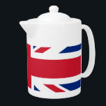 Pot de thé Union Jack<br><div class="desc">Le drapeau britannique s'appliquait à une théière. Le set comprend des tasses en plusieurs tailles (y compris la porcelaine osseuse, et des tasses à expresso), des bonbons, des cruches et des théières en deux tailles.</div>