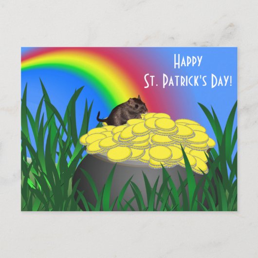 Pot d'or avec Gerbil - Carte postale St Patrick's (Devant)