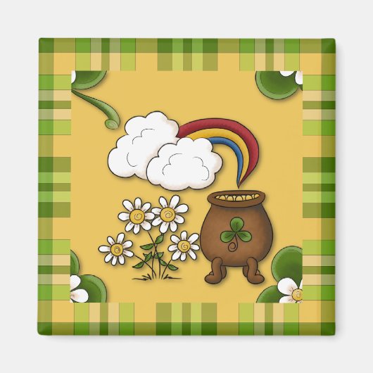 Pot d'or Plaid St. Patrick's Fridge Magnet (Devant)