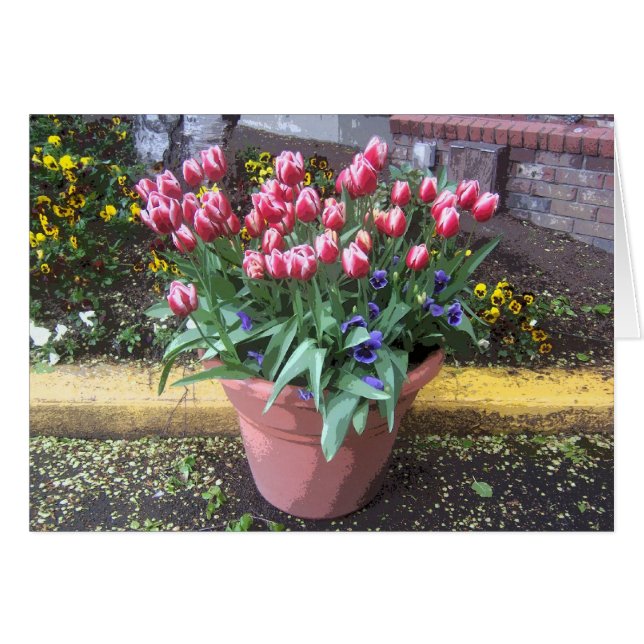 Pot en argile tulipe de printemps (Devant horizontal)
