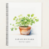 Pot Herbe Persil Coriander Aquarelle Botanique (Devant)