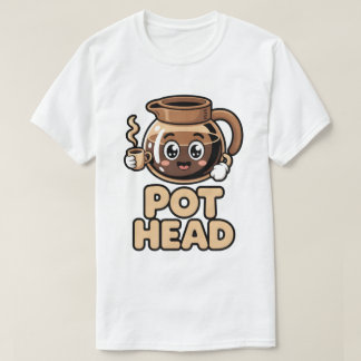 Pot Hoofd Cute Kawaii Café Grappig Koffie Liefhebb T-shirt