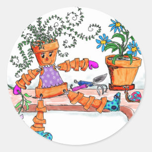 Pot lady ronde sticker