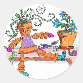 Pot lady ronde sticker