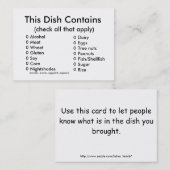 Pot Luck Ingredients Card Visitekaartje (Voorkant / Achterkant)
