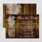 Pot Mason Jar Timbré Bois Foncé Save the Date (Devant / Derrière)