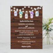 Pot Mason Rustique Avec Faire-part de mariage Lumi (Debout devant)