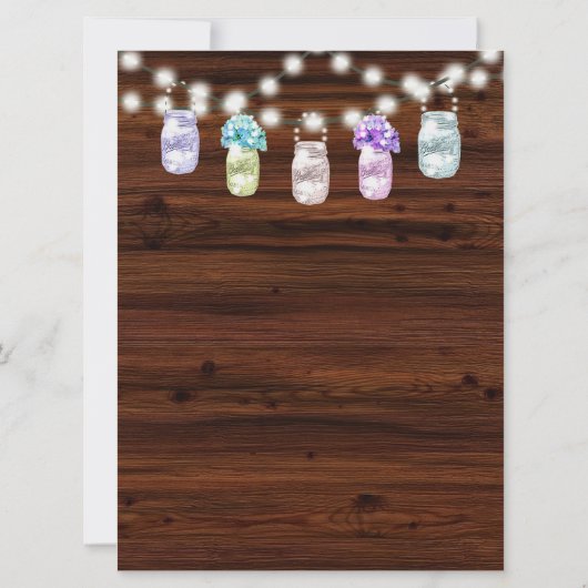 Pot Mason Rustique Avec Faire-part de mariage Lumi (Dos)