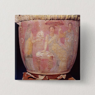 Pot met een plek waar vrouwen zwemmen vierkante button 5,1 cm