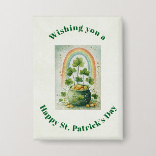 Pot met goud en regenboog St. Patrick's vintage Button
