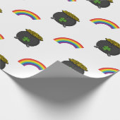 Pot of Gold Rainbow-Cartoon Cadeaupapier (Hoek)