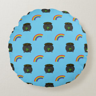Pot of Gold Rainbow-Cartoon Rond Kussen