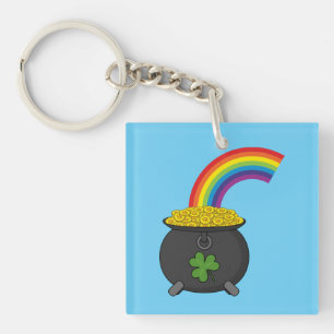 Pot of Gold Rainbow-Cartoon Sleutelhanger