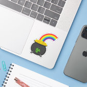 Pot of Gold Rainbow-Cartoon Sticker (Laptop met iPhone)