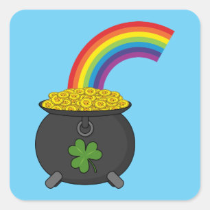 Pot of Gold Rainbow-Cartoon Vierkante Sticker