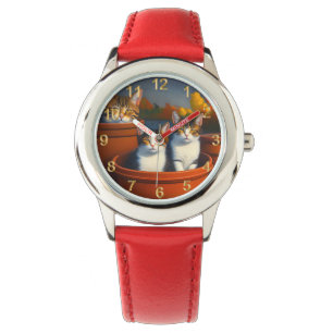 Pot Plante Kittens, Montres en Cuir pour enfants
