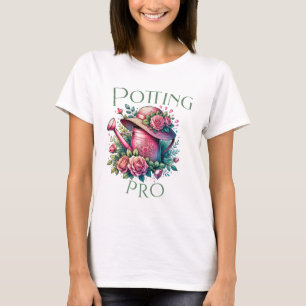 Pot Pro Pink Watering Can Jardin T-shirt blanc